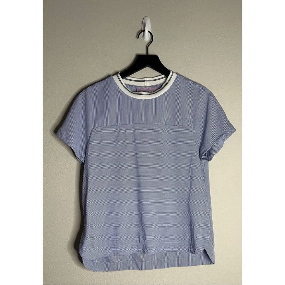 Women's Light Blue Short Sleeve Crewneck Tee with Contrast Trim